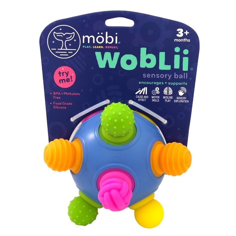 Mobi Woblii Sensory Ball for Toddlers Kids - BPA-Free Silicone Teething Toy