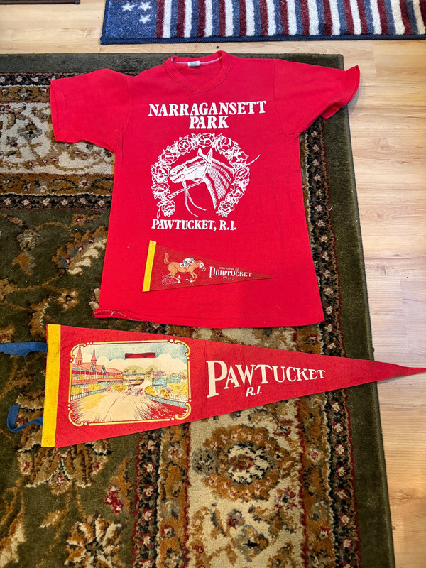 Vintage Lot - Narragansett Park Pawtucket RI Horse Race Track Pennants & T-Shirt