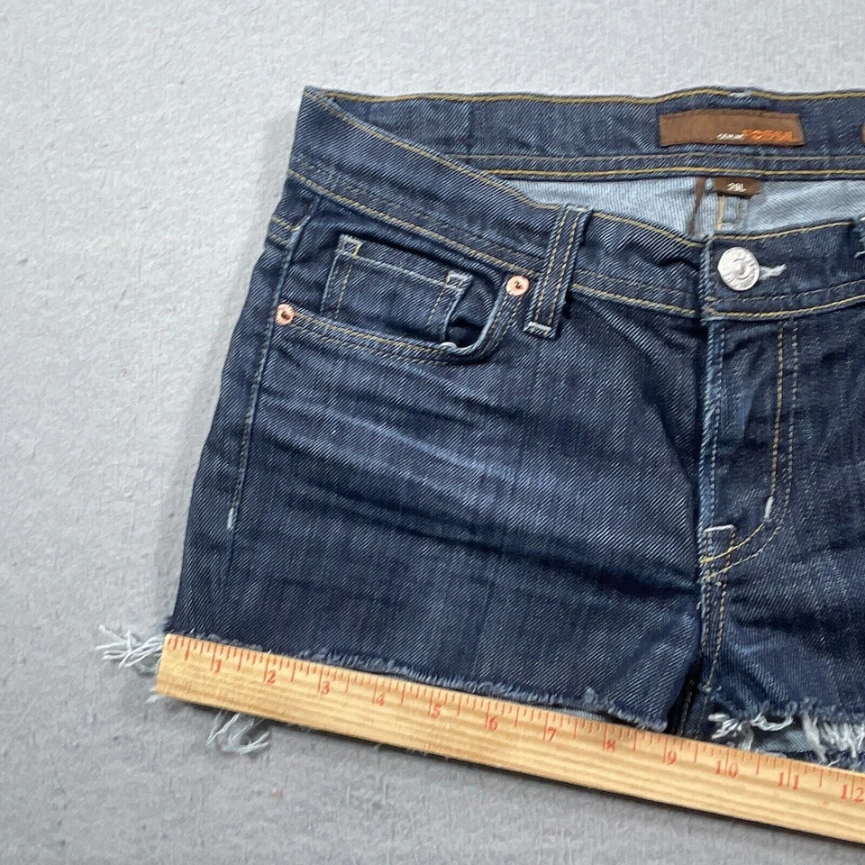 Pantalones Cortos de Jean Vintage Fossil Corte 29 Corte Alto Botín Deshilachado Tiro Bajo Años 90 Foto 3 de 4