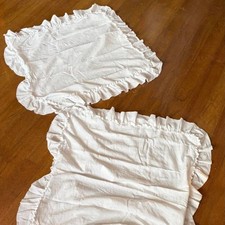 AMAZON Set of 2 White Ruffle Pillow Covers 20x20 Farmhouse Cottage
