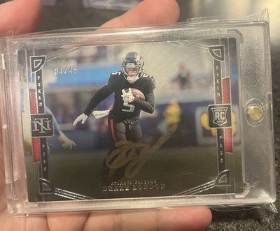 DRAKE LONDON 2022 NATIONAL TREASURES FIELD PASS ROOKIE AUTO GOLD INK RC /49