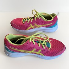 Asics Kids Jolt 1014A203 Neon Pink Yellow Running Shoes Sneakers Size 5