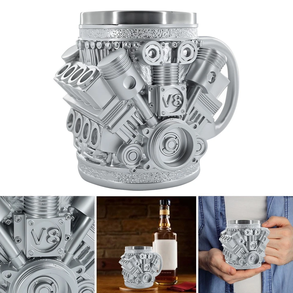 Taza de acero inoxidable con motores V8 2025 - Taza de café personalizada de acero inoxidable Foto 2 de 4