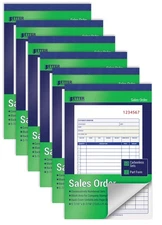 Large Sales Order Books, 6 Pack, 2-Part Carbonless (White/Canary Yellow), 5-7...