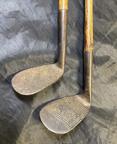 Pair Of Antique Hickory Wood Shaft George Nicoll Iron Golf Clubs
