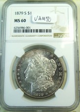 1879 S Morgan dollar NGC MS60 *VAM 70 overpolished eagle's head* BR