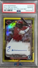 PSA 10 POP 19 - 2024 Bowman Chrome Elly De La Cruz RC Auto /75 Yellow Refractor