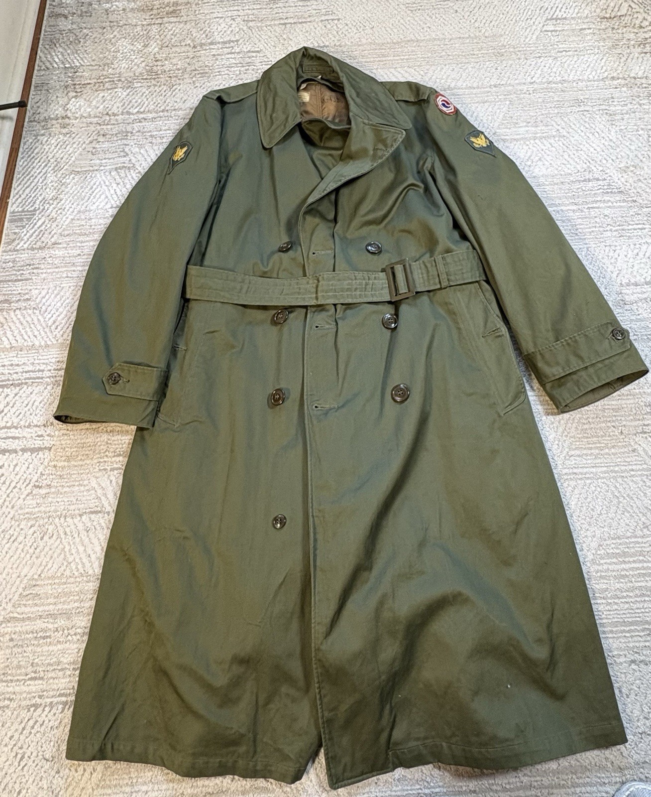 Zero Command Emblem 1953 US Army OG 107 Overcoat 7th Logistical Command Patch Wool Liner ...