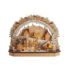 Kurt Adler Battery-Operated Lighted LED Wooden Village House w/ Ice Skiers, 18"