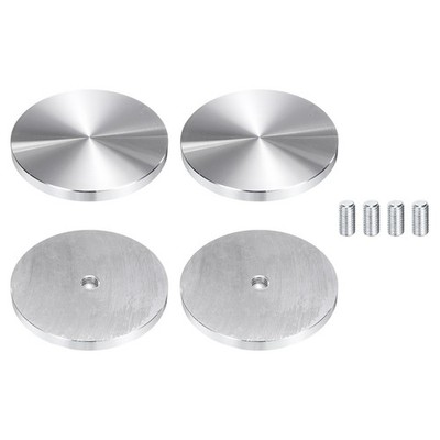 4pcs M10 Thread 80mm Diameter Round Shape Aluminum Disc Hardware Silver