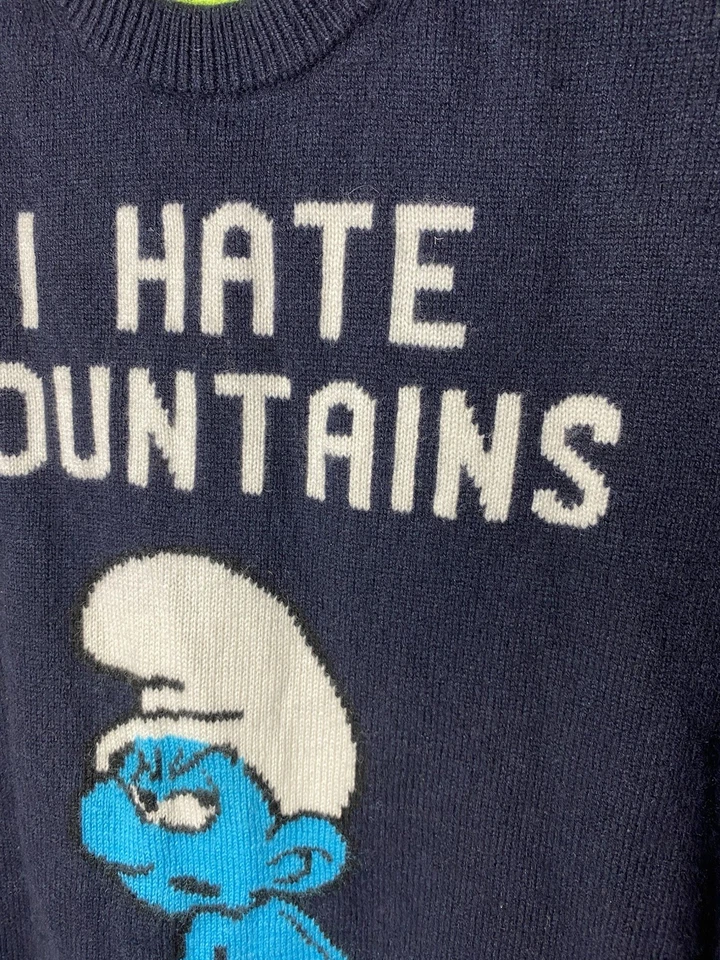 Suéter MC2 Saint Barth Hombre Azul Marino I Hate Mountains Estampado Pitufo Para Hombre Grande Foto 2 de 4