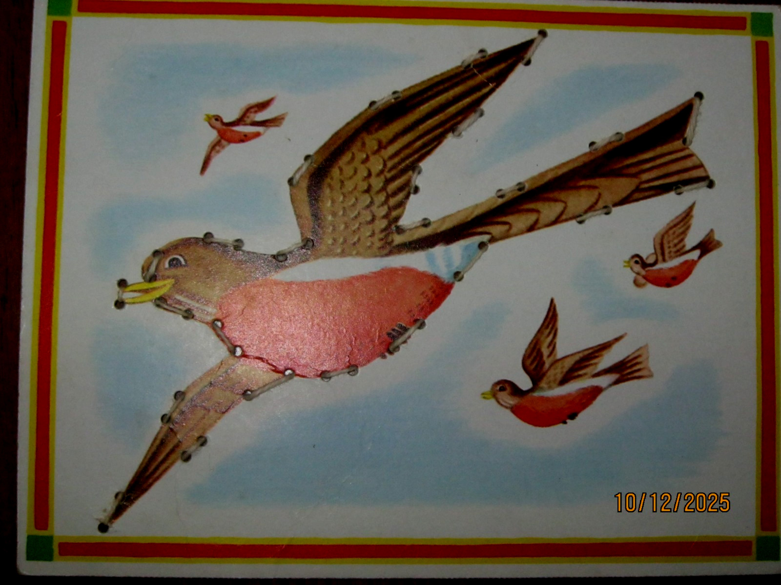 SET OF 6 VINTAGE WHITMAN SEWING LACE UP CARDS 1950s ERA 6" x 8"