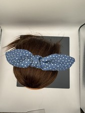 USA Blue With Gold Stars Homemade Tie Knot Headband Hair Accessory Girls Women