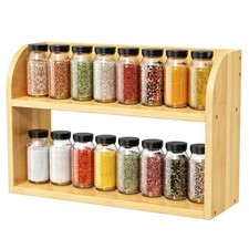 ROMGUAR CRAFT 2 Tier Bamboo Spice Rack, Countertop or Wall 2 Tier, Natural