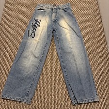  Stain South Pole Embroidered Blue Jeans Faded Rare Vintage Red Tab Size 10