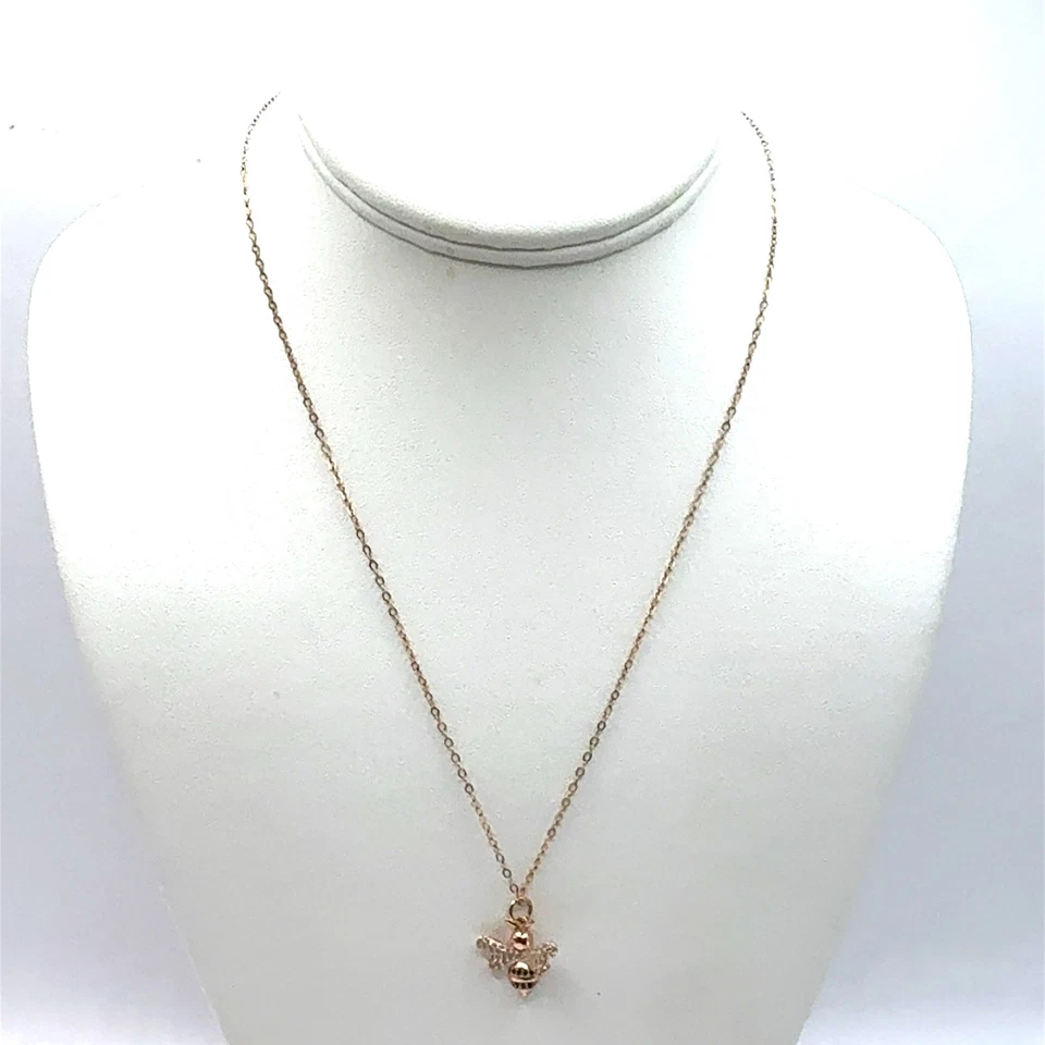 Collar Colgante Abejorro Lleno Oro Rosa 14K Foto 2 de 4