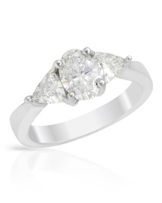 1,5 ctw im Labor gezüchteter ovaler Dreieck Diamant 14k massives Gold 3 Steine Verlobungsring