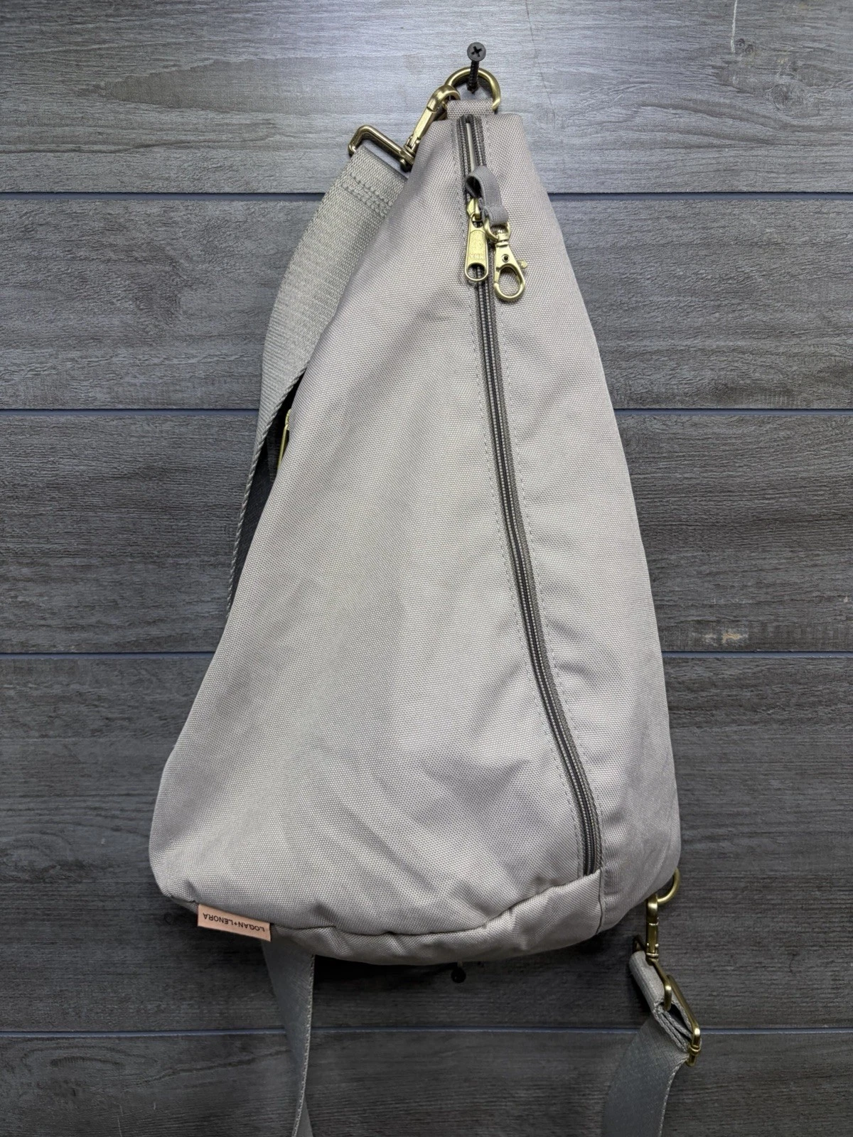 Logan + Lenora Sling Backpack Taupe / Beige Book Bag Zip Travel