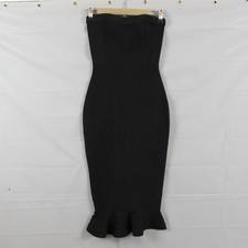 House Of CB London Dress Small Fabrizia Bandage Strapless Black Midi Bodycon