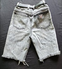 Guess Jeans Shorts Georges Marciano Gray Acid Washed Distressed USA Kids 10 VTG
