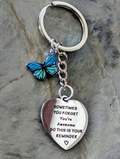Butterfly Heart Keychain Inspirational  YOU ARE AWESOME Valentine's Day Gift