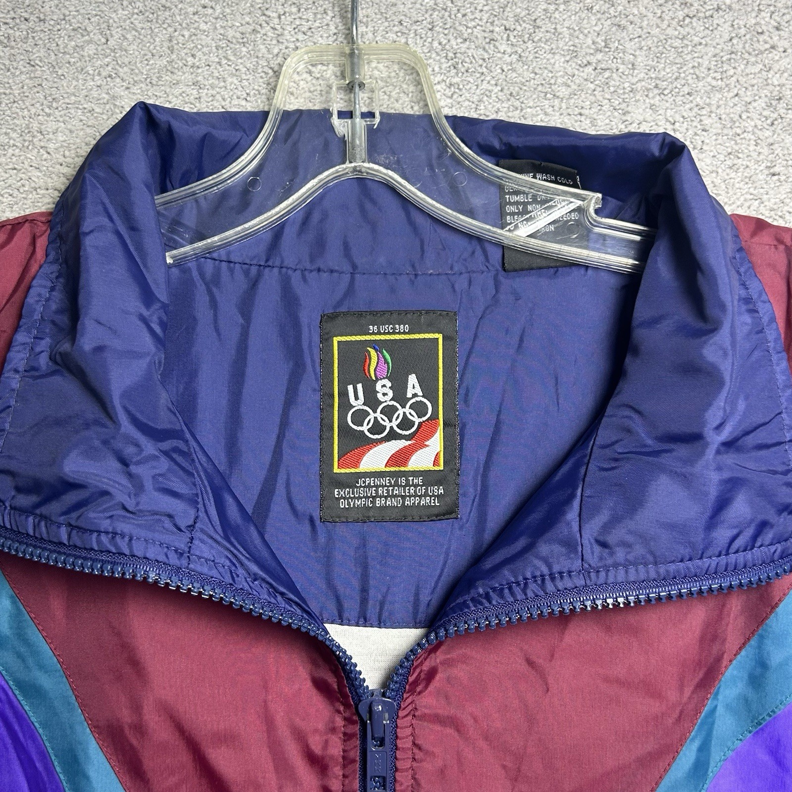 Vintage JCPenny USA Olympics Windbreaker Jacket Men’s Large Multicolor Full Zip