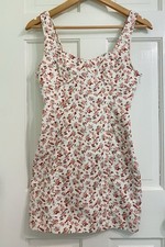Forever 21 Floral Stretch Denim Dress Bustier Mini Open Back Wide Straps Sz S