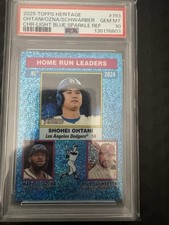 Pop1 PSA 10!!Topps 2025 Heritage #193 Ohtani Ozuna Schwarber Chrome Blue Sparkle