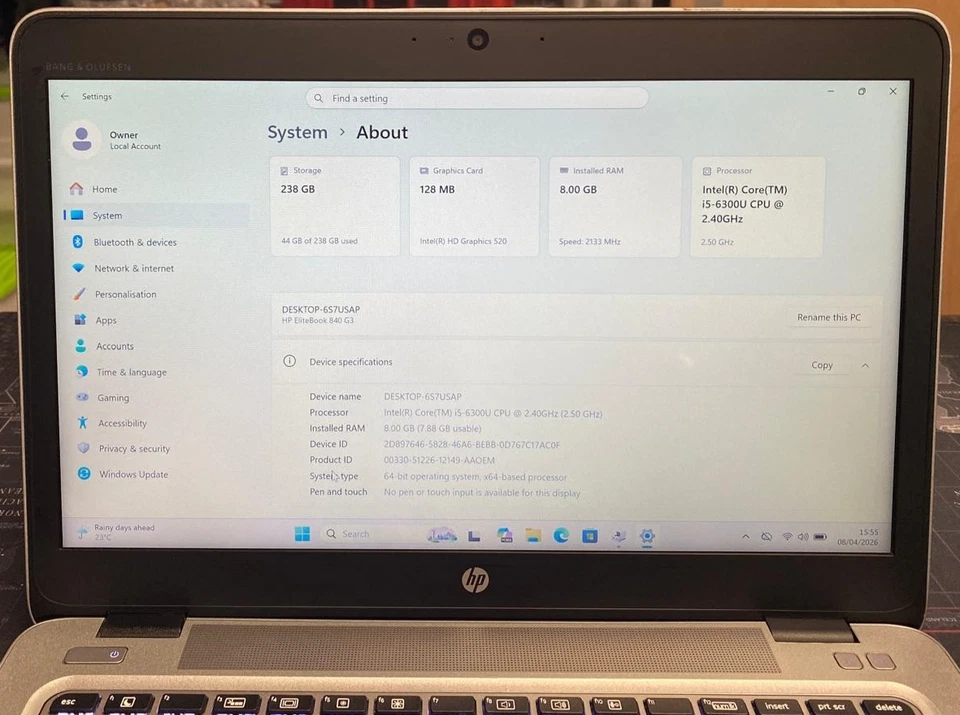 HP EliteBook 840 G3 · i5-6300U · 8GB · 240GB, photo 2 of 5