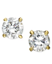 Giani Bernini 18k Gold over Sterling Silver Earrings, Cubic Zirconia Round Stud