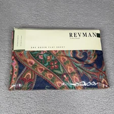 Revman Kismet II Queen Flat Sheet No Iron Percale 50/50 Paisley Vintage 1989 USA