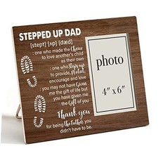 Bonus Dad Gift Wooden Picture Frame for Stepdad Stepfather, Stepped up Dad