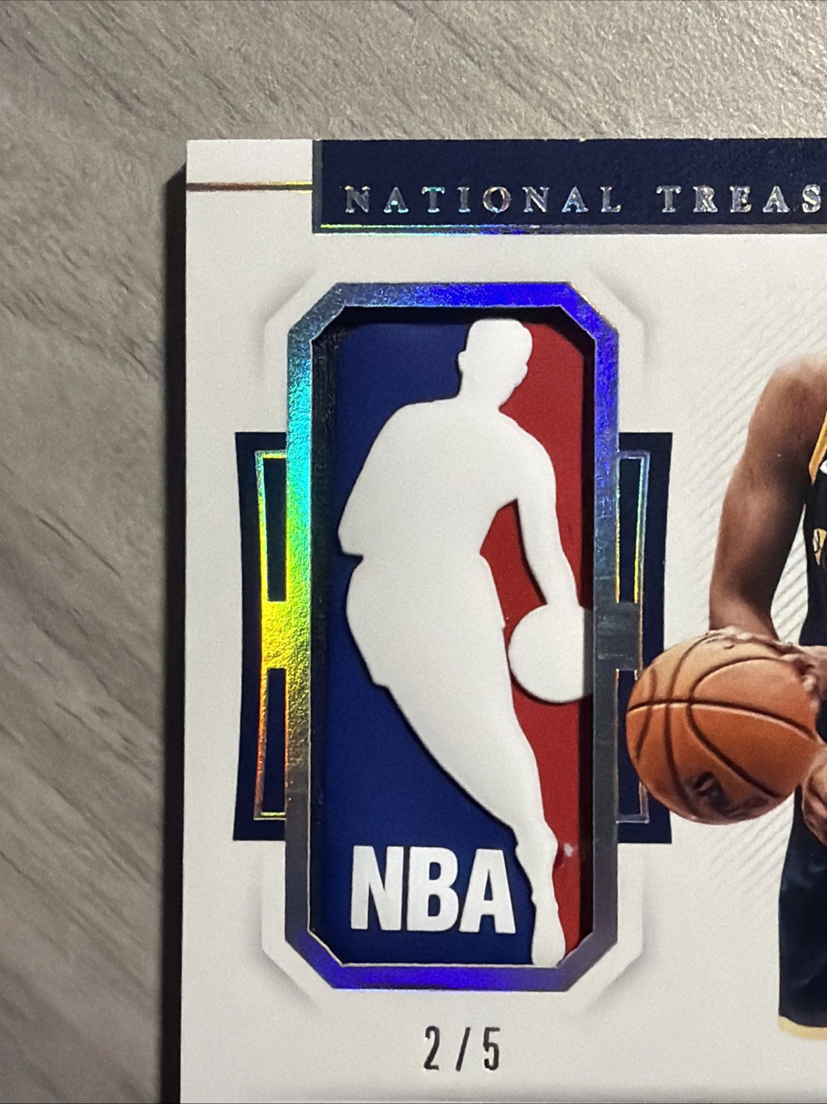2017-18 Panini National Treasures Tony Bradley Rookie Logoman Patch Utah Jazz /5 view 7