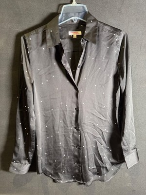 Equipment Femme Minimalist Long Sleeve Button Down Black/White Shirt Size XS