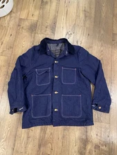 Vintage Wrangler Blue Bell Blanket Lined Denim Chore Jacket Sz 42 Sanforized