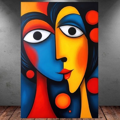 LEINWAND BILD ER XXL ABSTRAKT POP ART GESICHTER FRAU GRAFFITI BUNT WAND POSTER