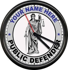 Personalized Public Defender Attorney Lawyer Law Office Sign Name Wall Clock