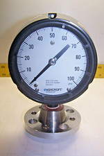 ASHCROFT 0-100 PSI PRESSURE GAUGE WITH STAINLESS FLANGE / SENSOR 4-1/2" FACE