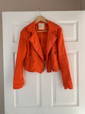 Free People   Coral Linen Blend Crop Jacket Size 4