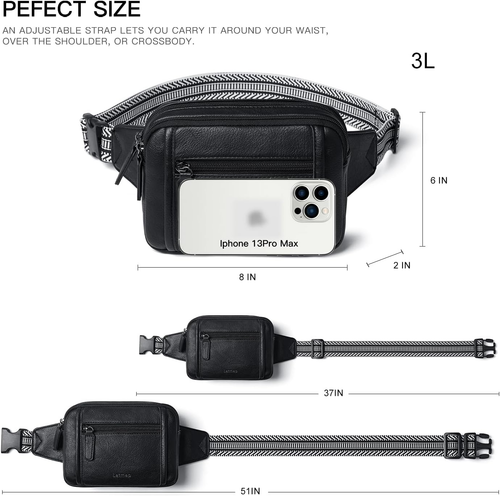 3L TRIPLE ZIP Fanny Packs Belt Bag for Women Men Crossbody Waist Pack Sling Ches - Picture 5 of 12