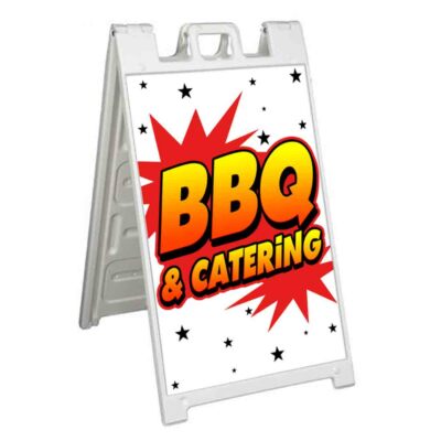 BBQ CATERING Signicade 24x36 Aframe Sidewalk Sign Banner Decal BARBEQUE FOOD