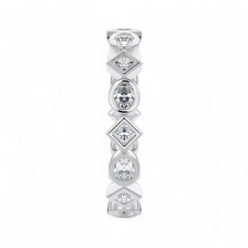 Diamond Band 14K White Gold 1 Carat Oval and Princess Cut Certified Lab Created - Bild 7 von 10