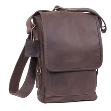 Rothco Brown Leather Tech Bag – Vintage Military Crossbody Gear Tote