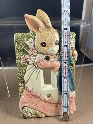 Vintage Rabbit Bunny Girl San Francisco Ceramic Light Switch Cover