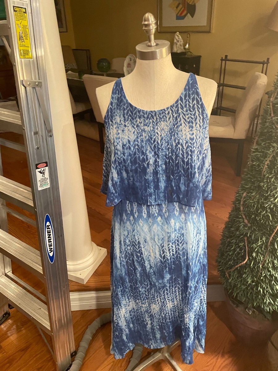 Ladies sz 8 midi dress in Blue toned pattern by Catherine Malandrino.  Sleeveless | eBay