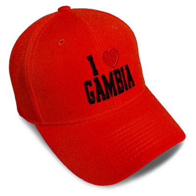 Baseball Cap I Love Gambia Acrylic Dad Hats for Men & Women Strap Closure 1 Size
