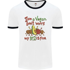 Im a Vegan My b12 Is Fine Funny Mens Ringer T-Shirt