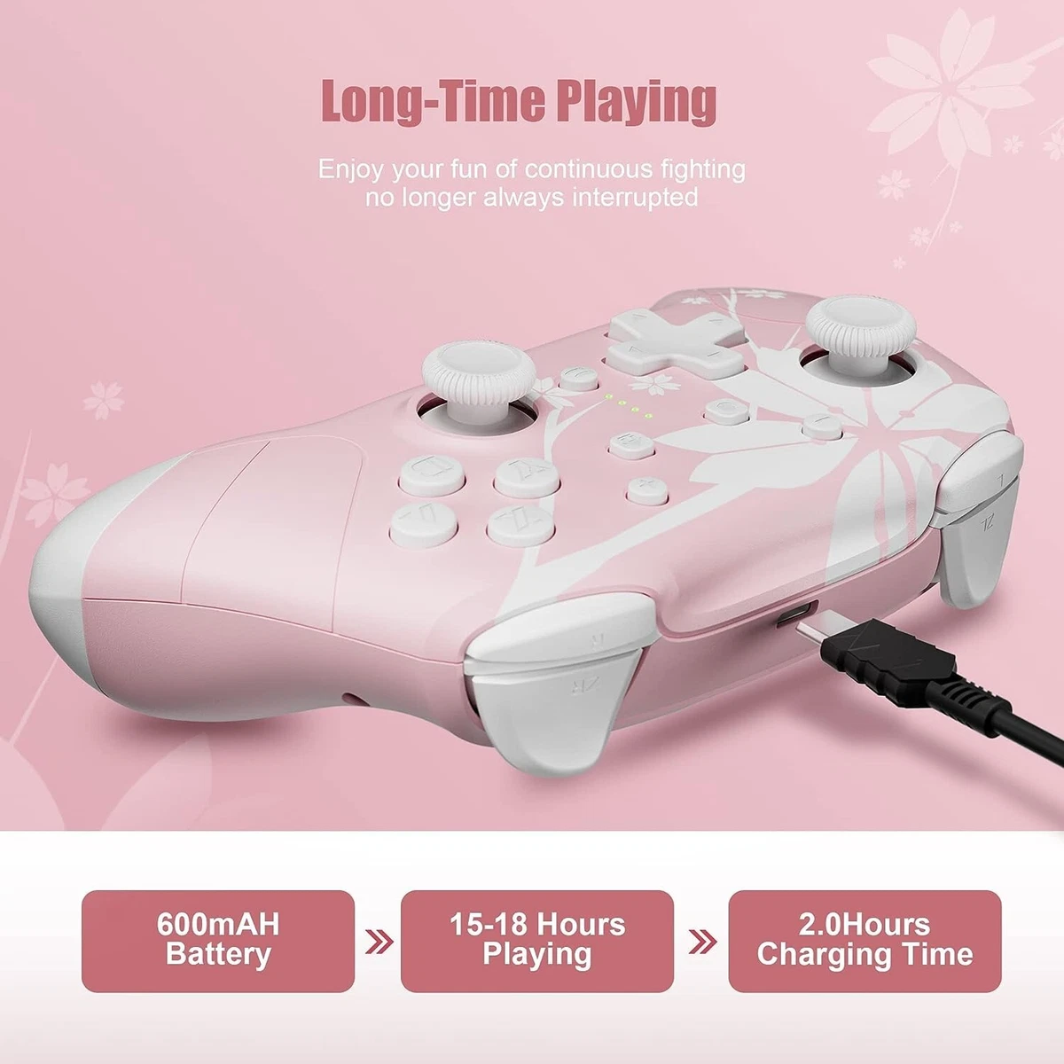 Mytrix Sakura Cherry Pink Wireless Switch Pro Controller for