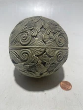Decorative Ball Sphere Orb Gray Textured 4" Diameter Home Decor Resin/Ceramic