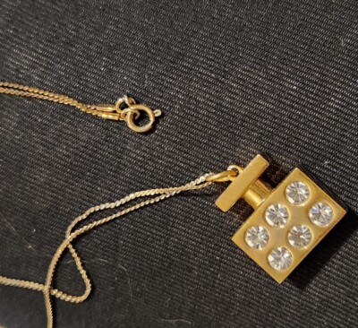 MICHAEL KORS CRYSTAL 2-SIDE GOLDTONE PENDANT 3/4'' PERFUME BOTTLE SHAPE 20''chain